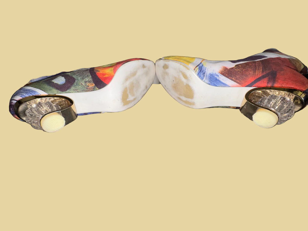 Vero Cuoio Graffiti-Print Textile Boots
