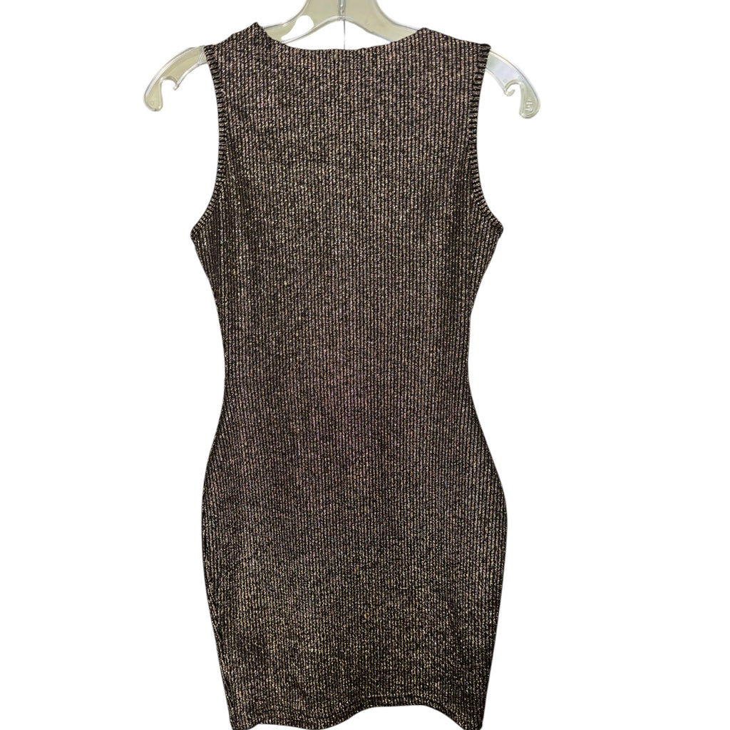 Metallic Bronze Ribbed Bodycon Dress