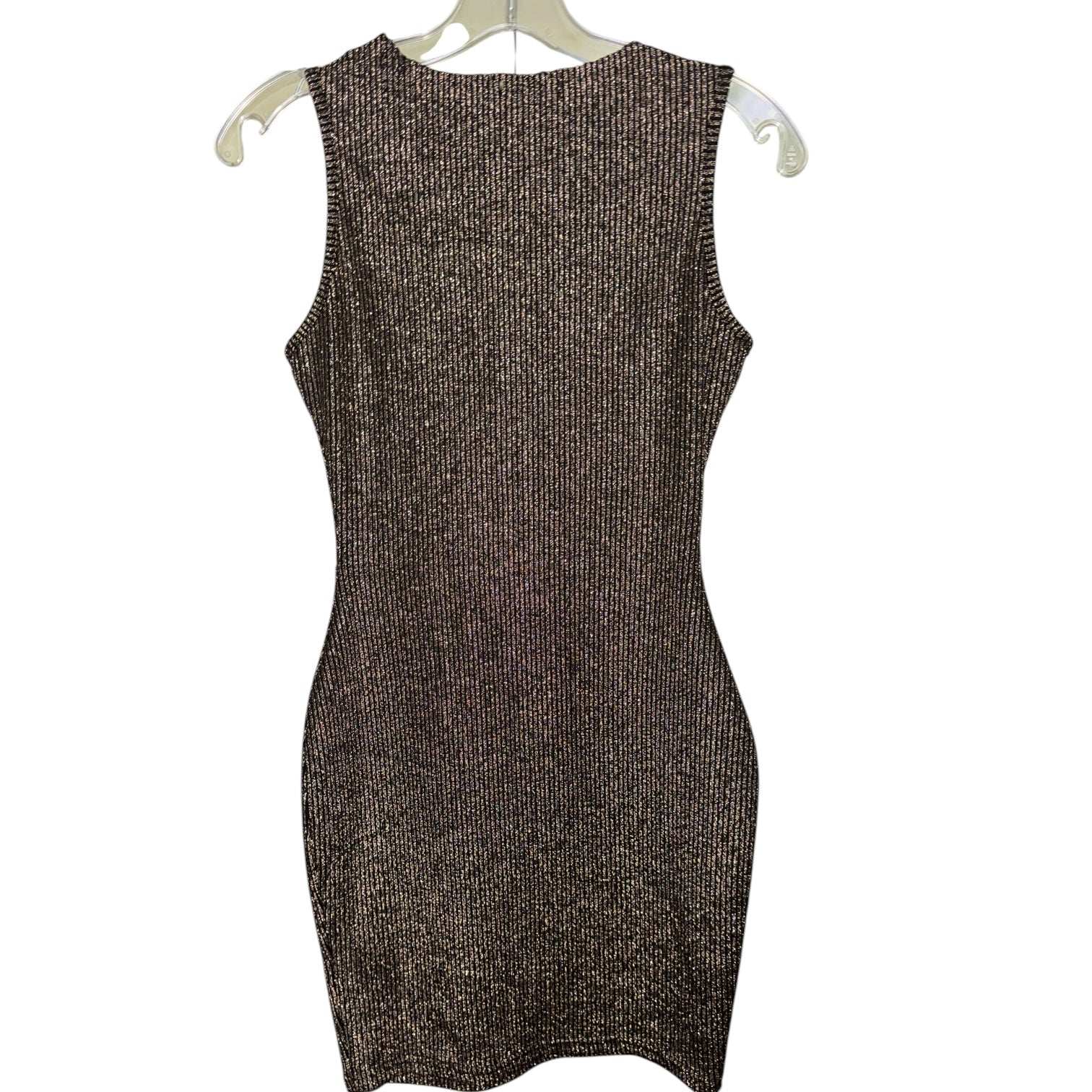 Metallic Bronze Ribbed Bodycon Dress
