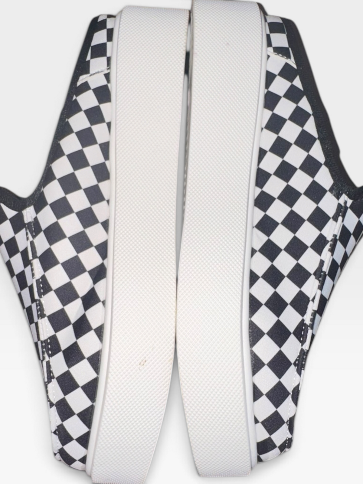 JFANS Black & White Checkered Slip-On Mule Shoes