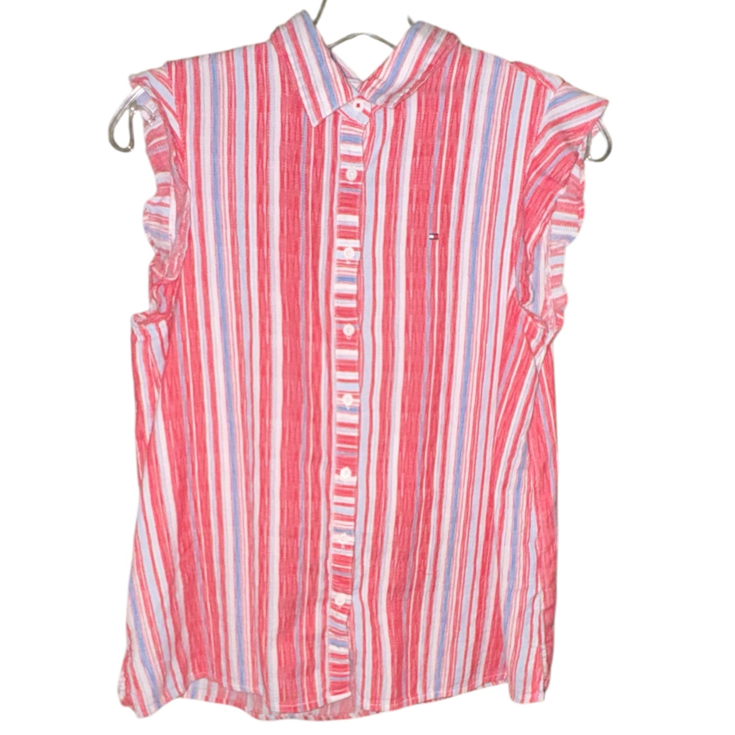 Tommy Hilfiger Ruffle Sleeve Striped Shirt