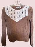 Duet Hand-Knit Taupe & White Sweater