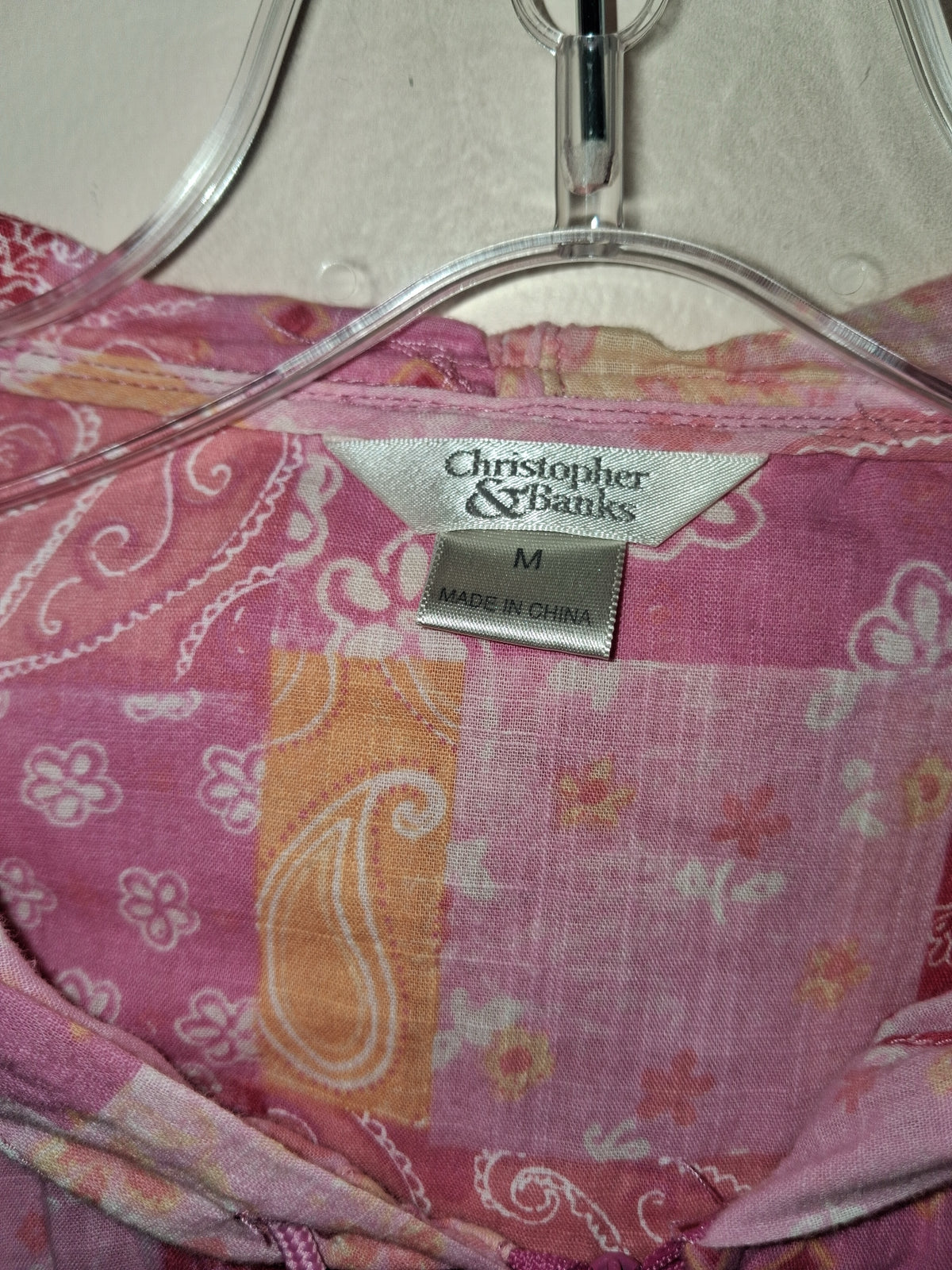 Christopher & Banks Pink Patchwork-Print Zip Hoodie