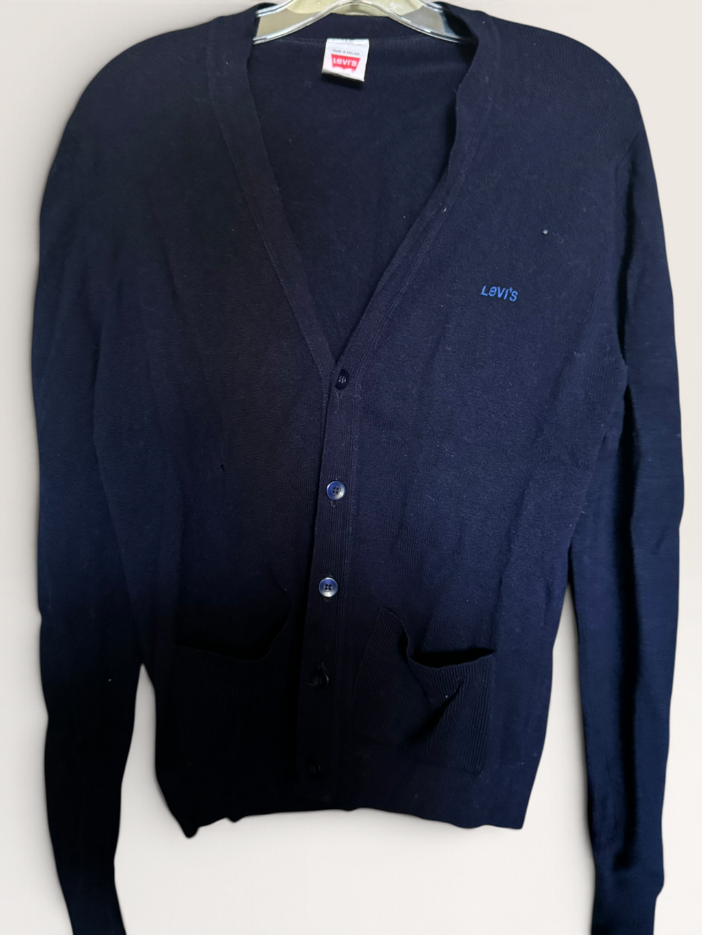 Levi’s Navy Lambswool Button-Front Cardigan