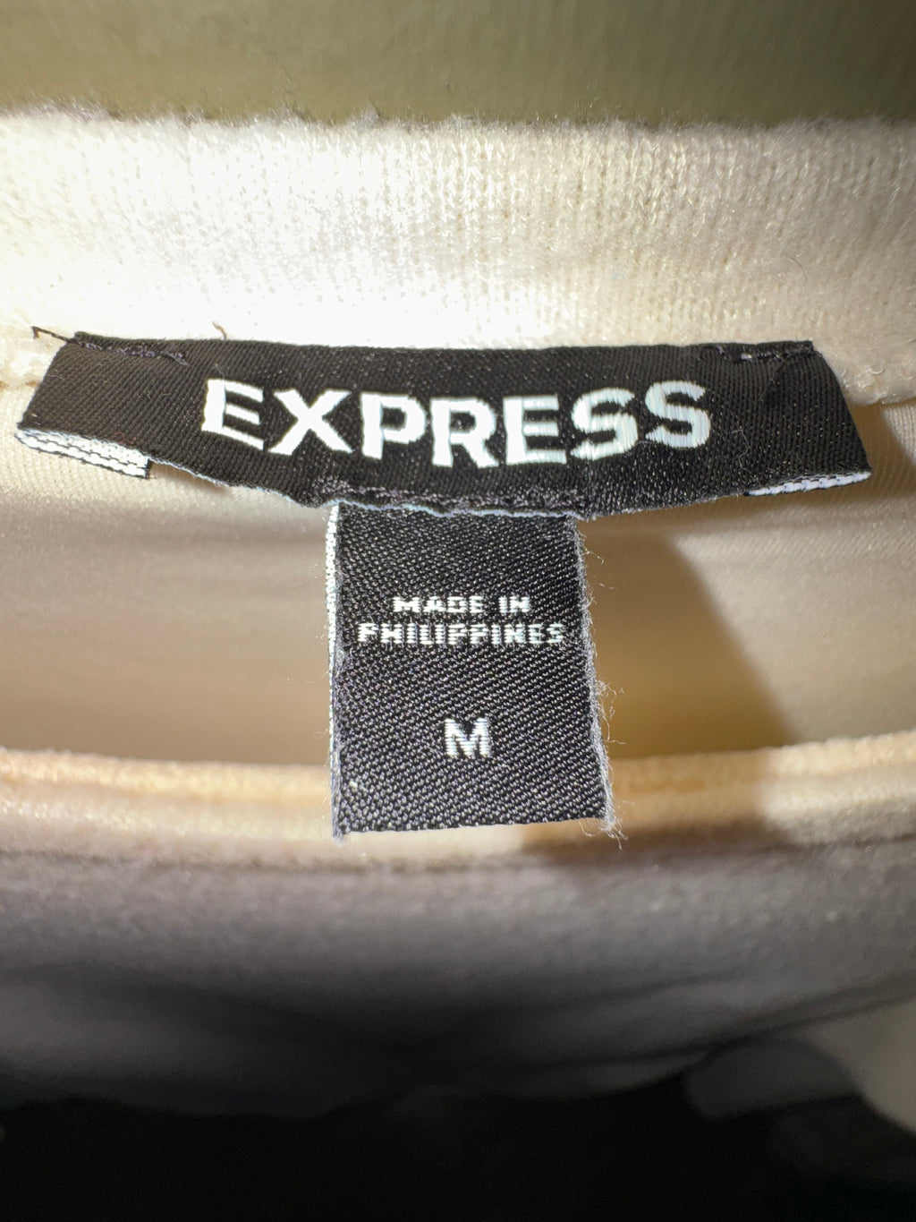 Express Ivory Long-Sleeve Ruched Dress