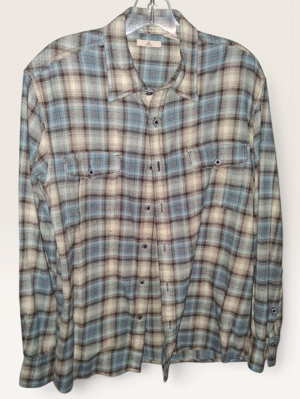 Ascend Blue, Cream & Brown Plaid Button-Up Shirt