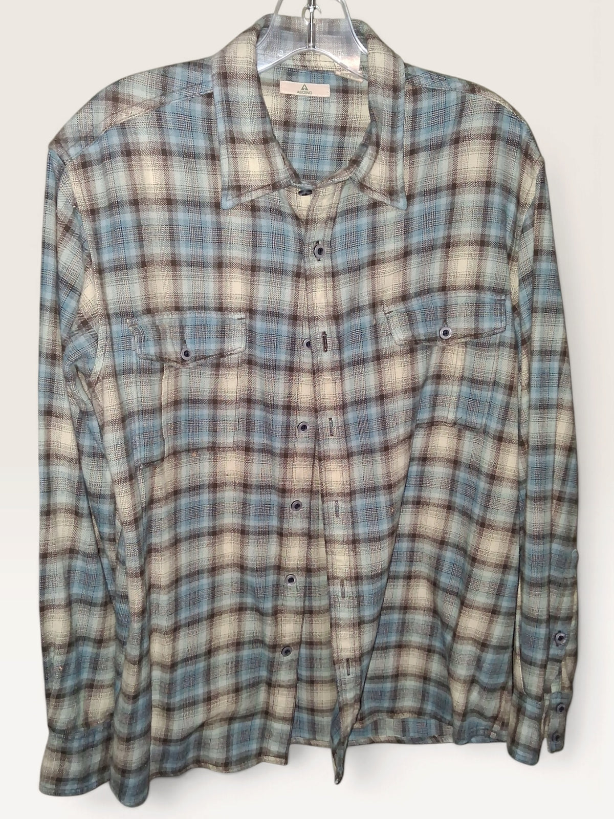 Ascend Blue, Cream & Brown Plaid Button-Up Shirt