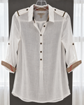 Burberry Brit Sheer White Tunic Shirt Blouse Nova Check Cuffs