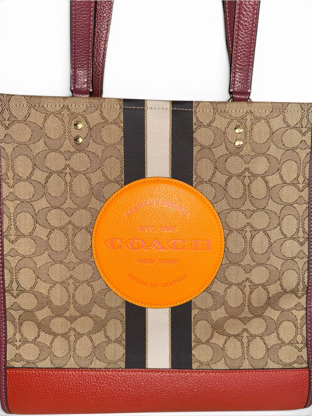 Coach Dempsey Tote Bag In Signature Jacquard With Stripe and Coach Patch (Style 1917)