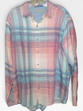 Caribbean Men's Pastel Multicolor Plaid Long Sleeve Button-Down Shirt