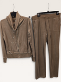 Michael Kors Tan Velour Zip-Up Hoodie & Matching Pants Tracksuit Set