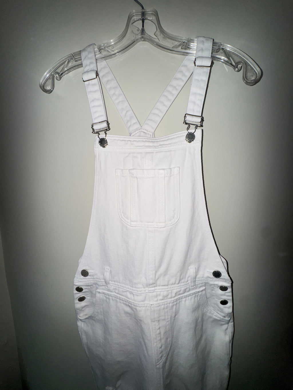 Magilla White Distressed Denim Overalls | Skinny Fit Overalls