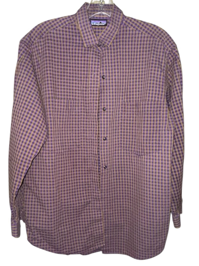 Patagonia Purple and Brown Check Button-Up Shirt
