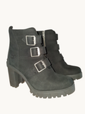 Timberland Black Triple-Buckle Chunky Heel Ankle Boots