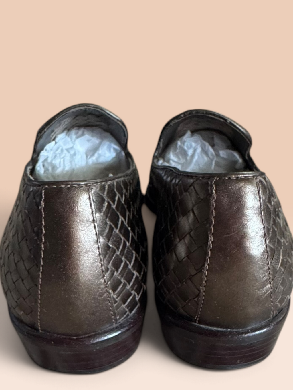 Bandolino Metallic Pewter Woven Leather Loafers