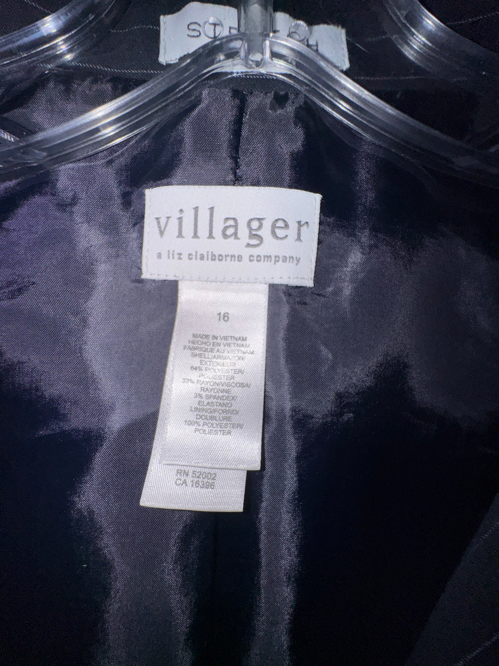 Villager Liz Claiborne Navy Blue Pinstripe 2-Piece Pant Suit Blazer