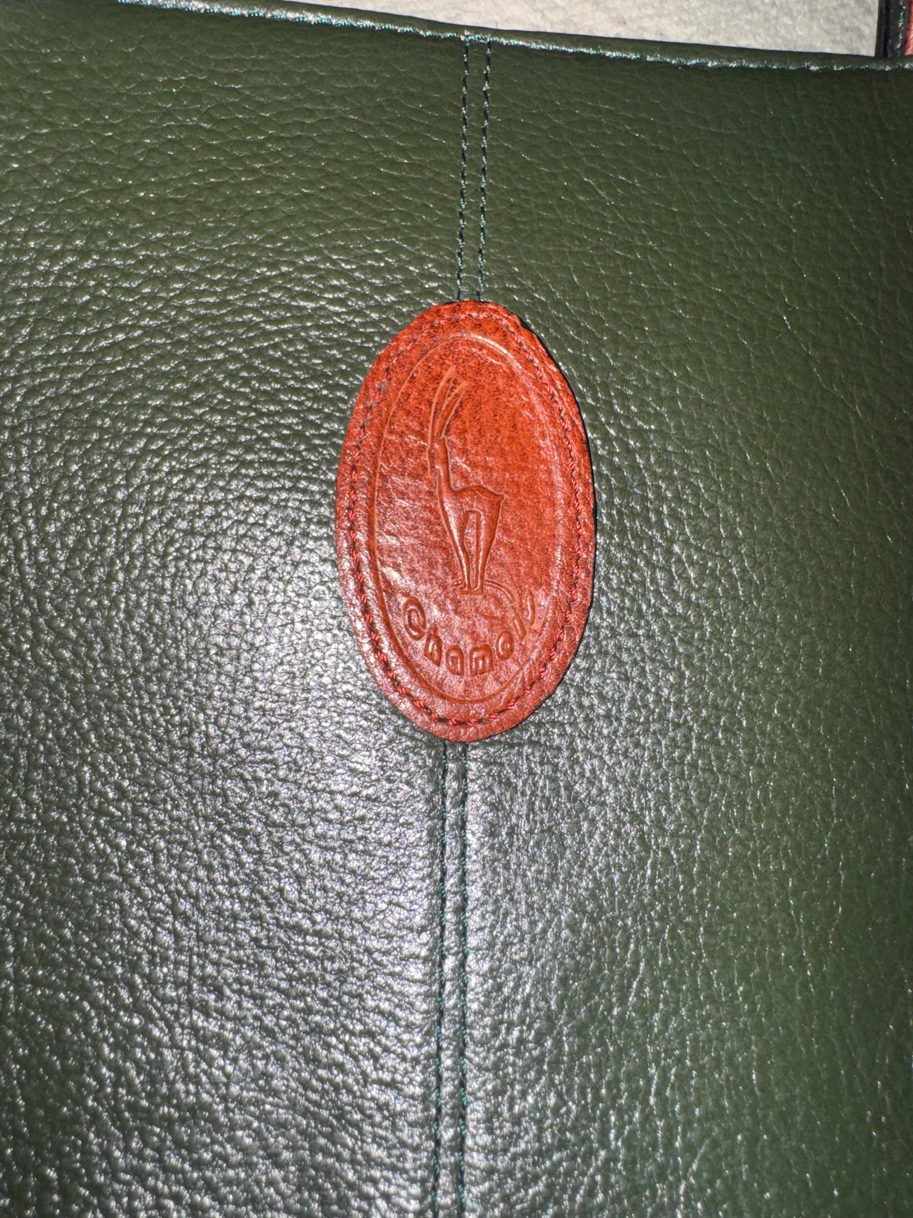 Osmondo Forest Green & Cognac Pebbled Leather Tote