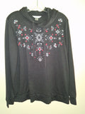 Christopher & Banks Black Folk Embroidered Pullover Hoodie