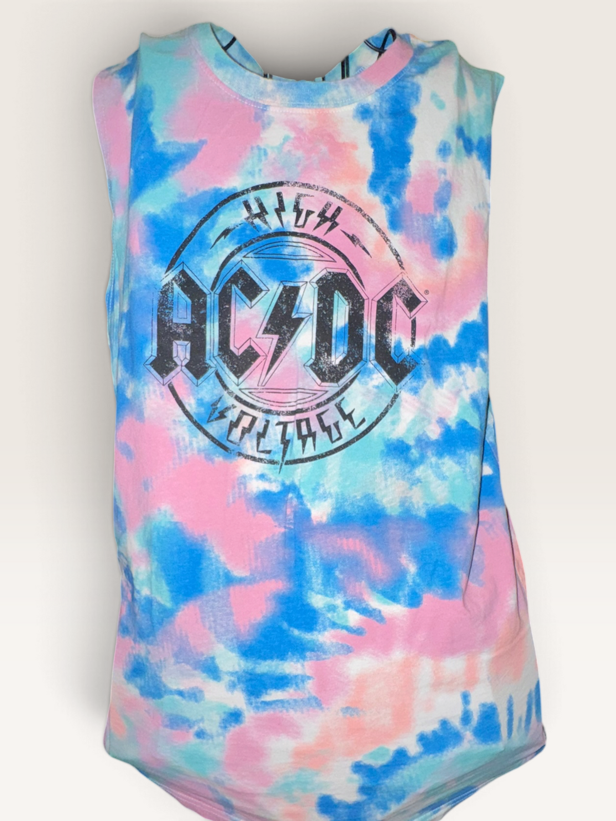 AC/DC High Voltage Pastel Tie-Dye Muscle Tank
