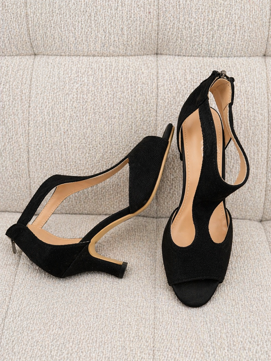 Black Peep Toe Slingback Heels