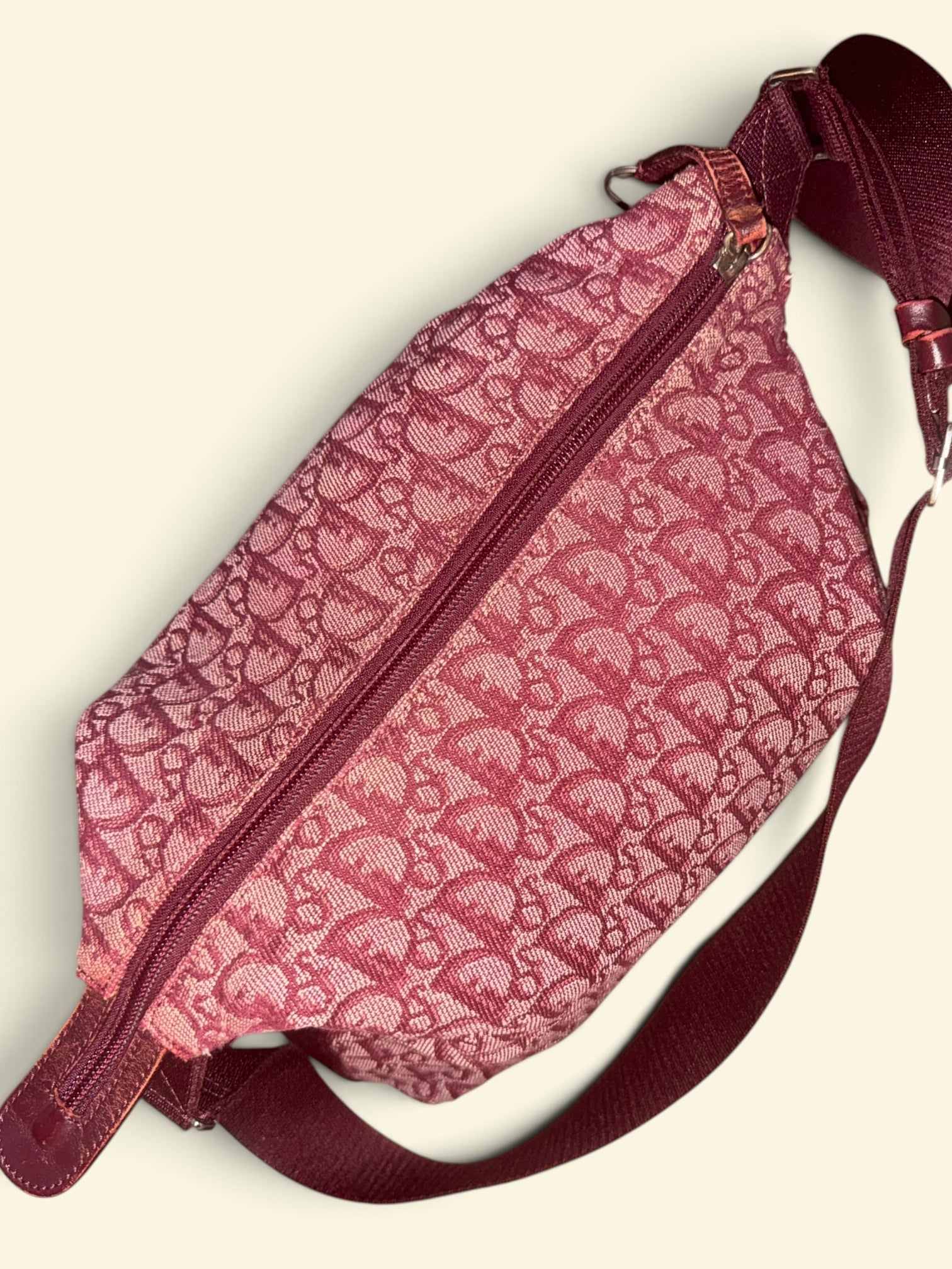Christian Dior Burgundy Trotter Monogram Jacquard Crossbody Messenger Bag