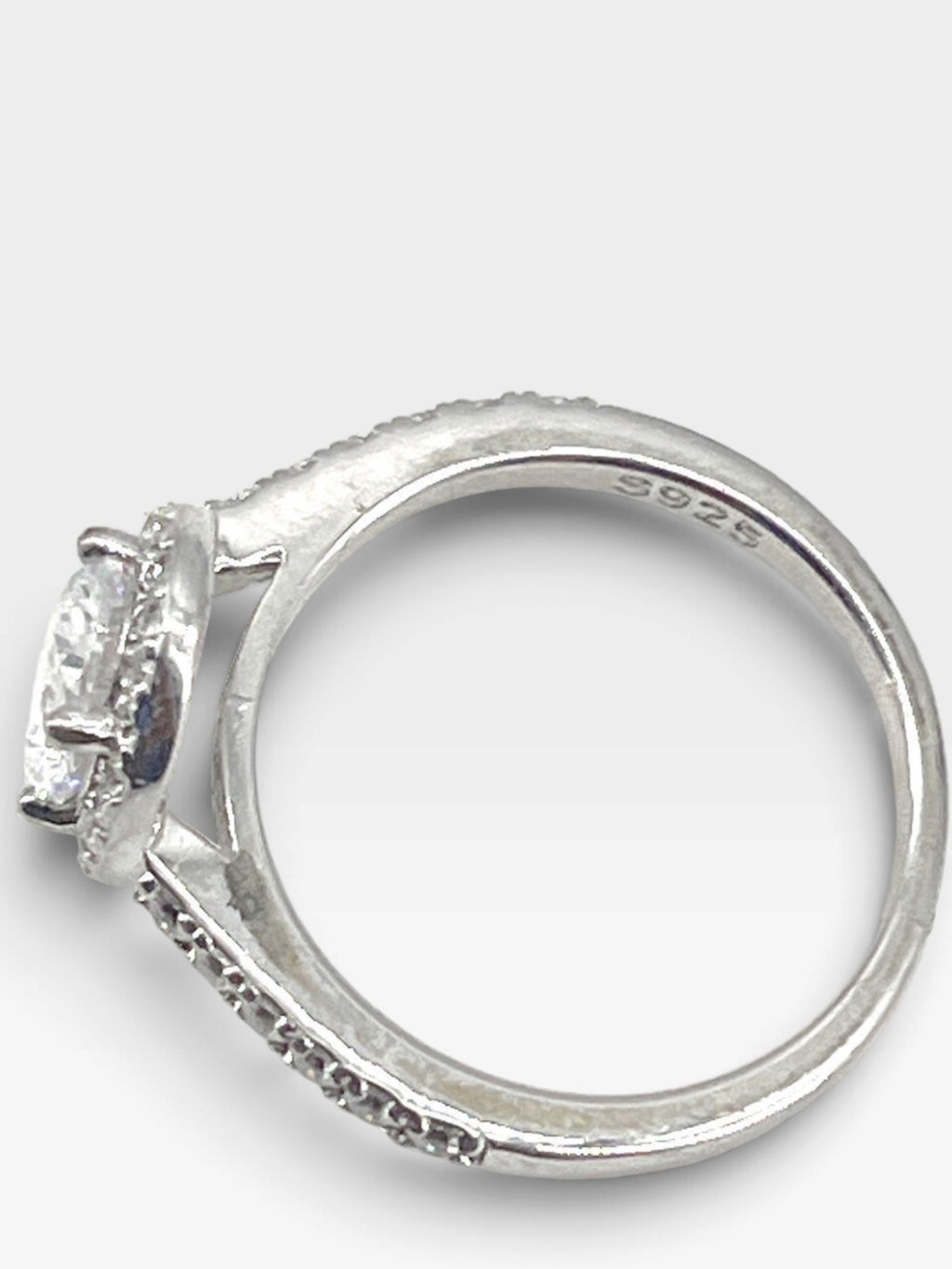 925 Sterling Silver Oval Halo Cubic Zirconia Bridal Ring Set