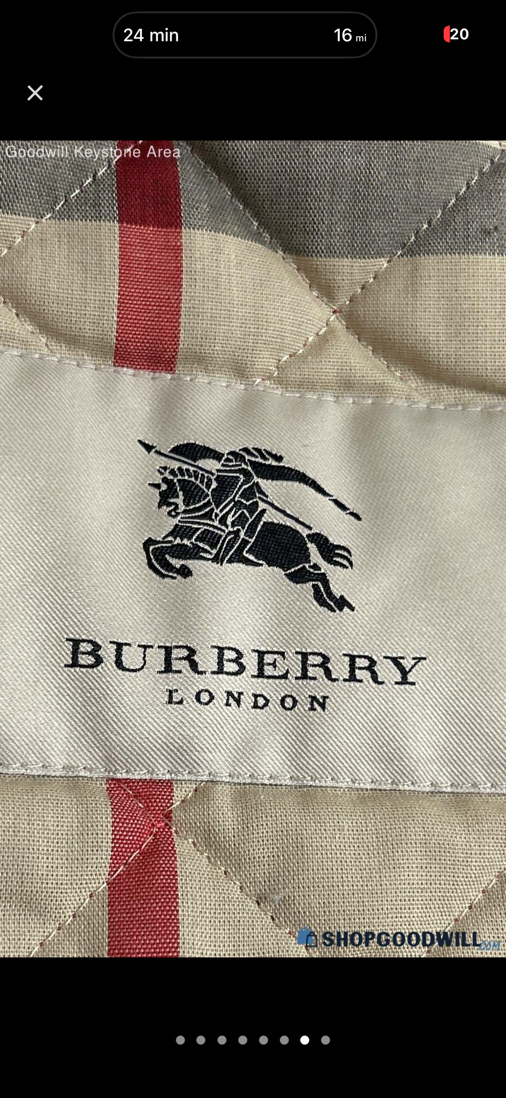 Authentic Burberry London Red Diamond-Quilted Check-Lined Jacket