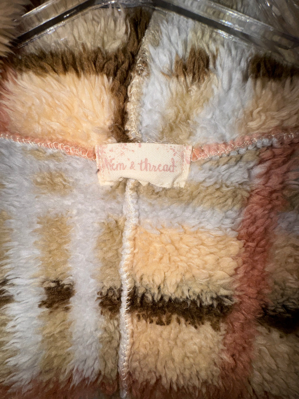 Em & Thread Plush Plaid Hooded Jacket