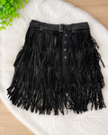 Black Silver Studded Belted Mini Skirt