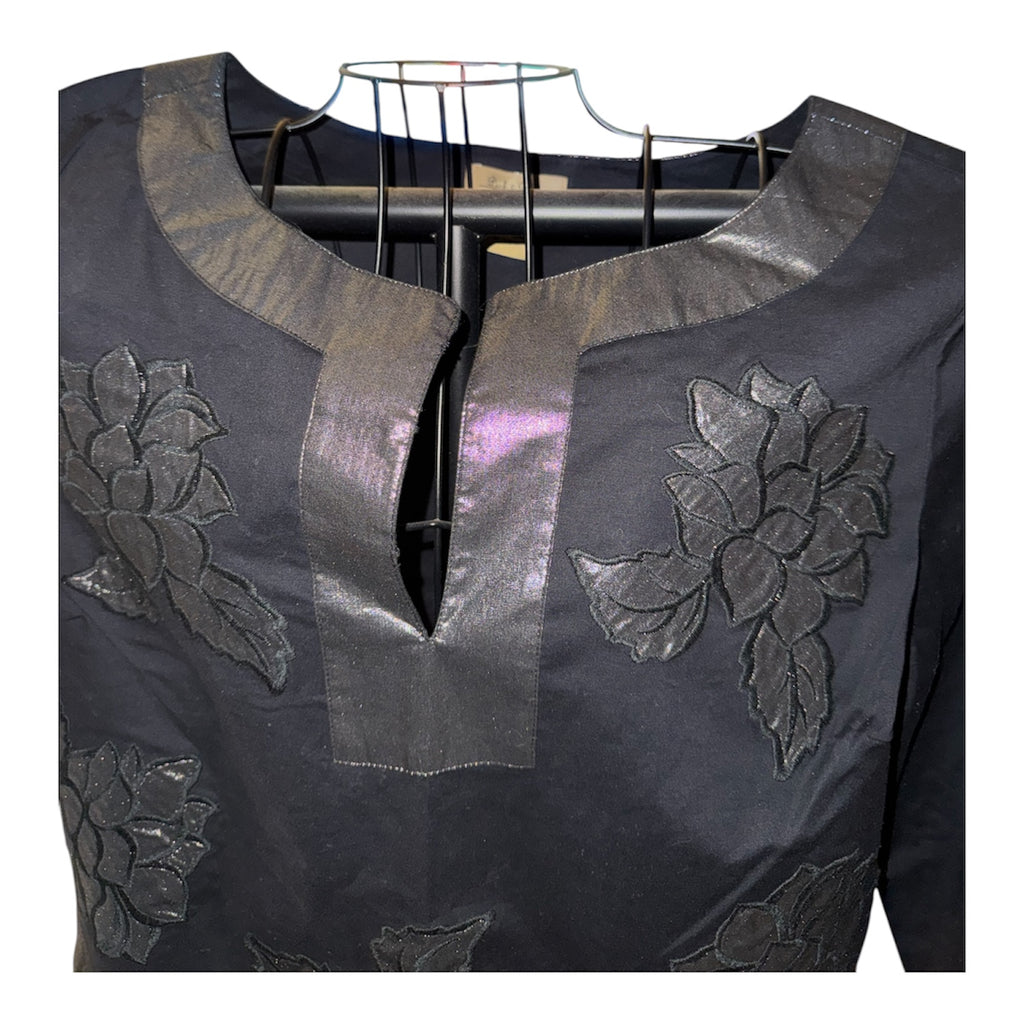 Peck & Peck Weekend Black Appliqué Tunic