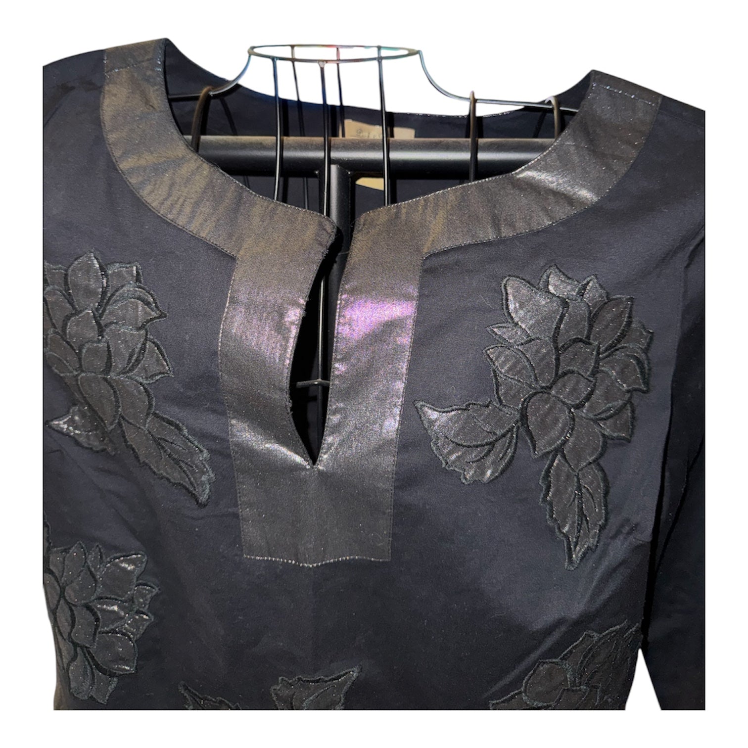 Peck & Peck Weekend Black Appliqué Tunic