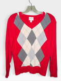 St. John’s Bay Red Argyle V-Neck Sweater
