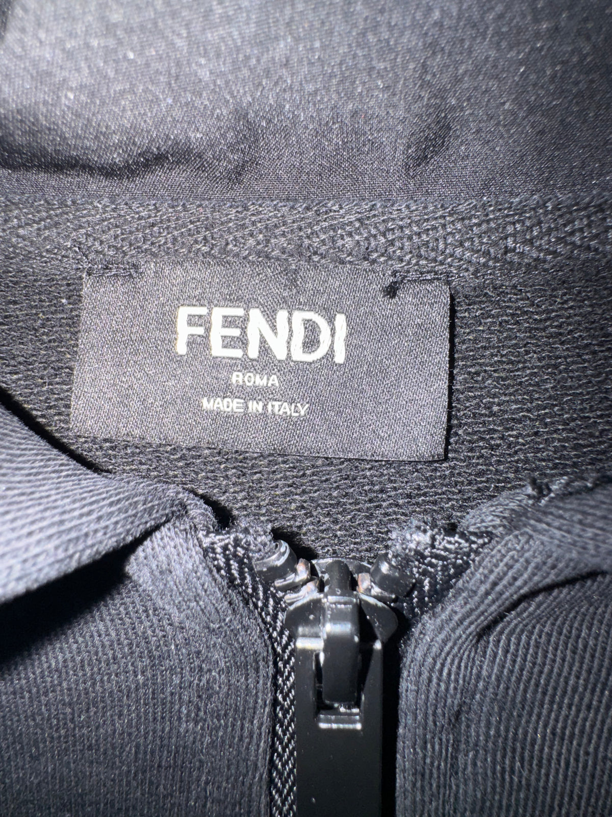 Fendi Black FF Sleeve-Tape Zip Hoodie