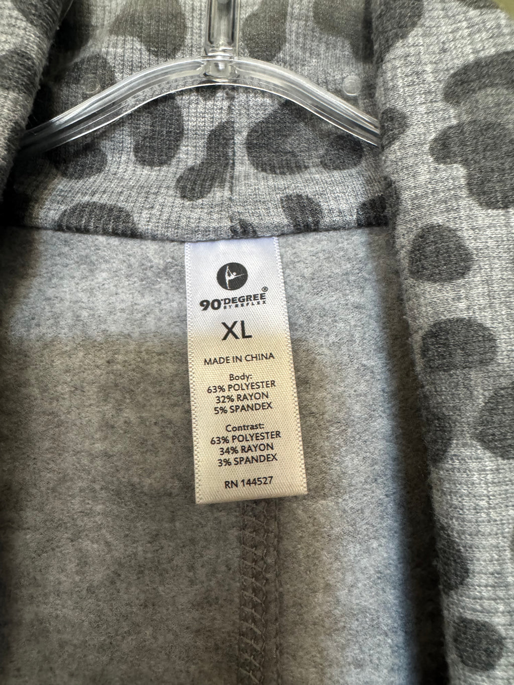 90 Degree by Reflex Gray Leopard Open-Front Cardigan