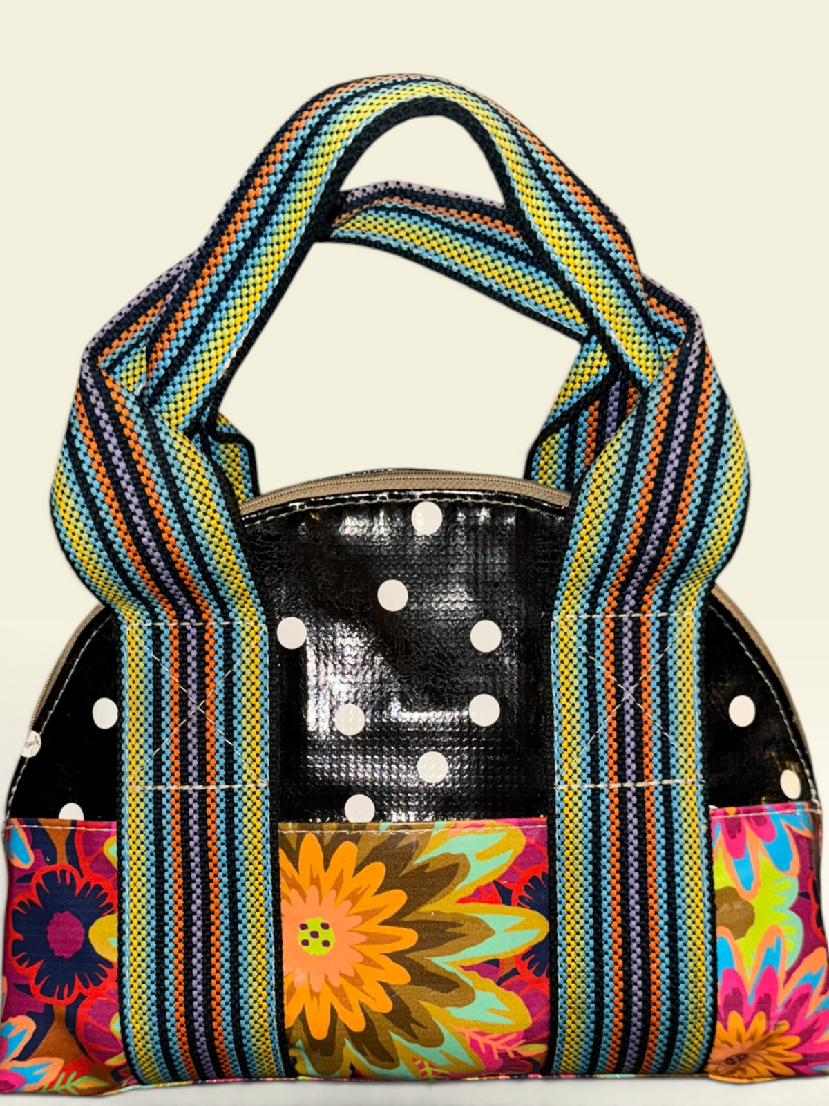 Consuela Mixed-Print Dome Satchel Handbag