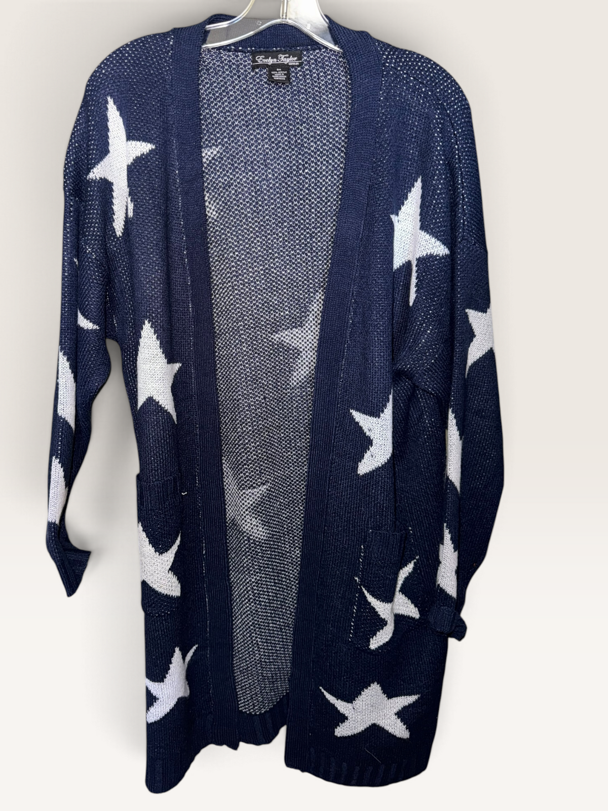 Evelyn Taylor Navy Star Long Cardigan