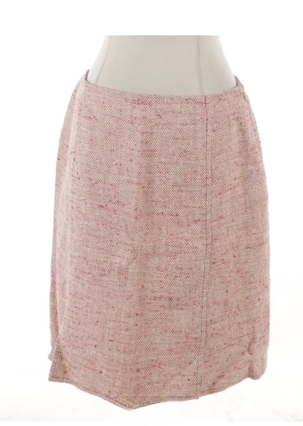 Vintage Valentino Boutique Pink Silk Noil Canvas Collarless Skirt Suit - Made in Italy