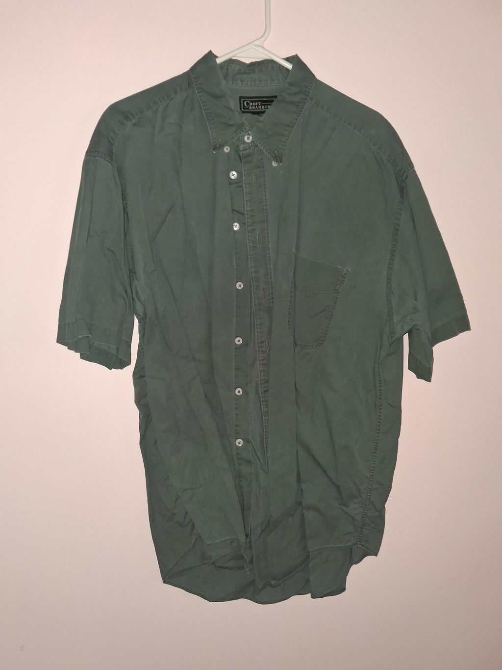 Croft & Barrow Men’s Sage Green Short Sleeve Button-Down Casual Shirt