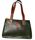 Osmondo Forest Green & Cognac Pebbled Leather Tote