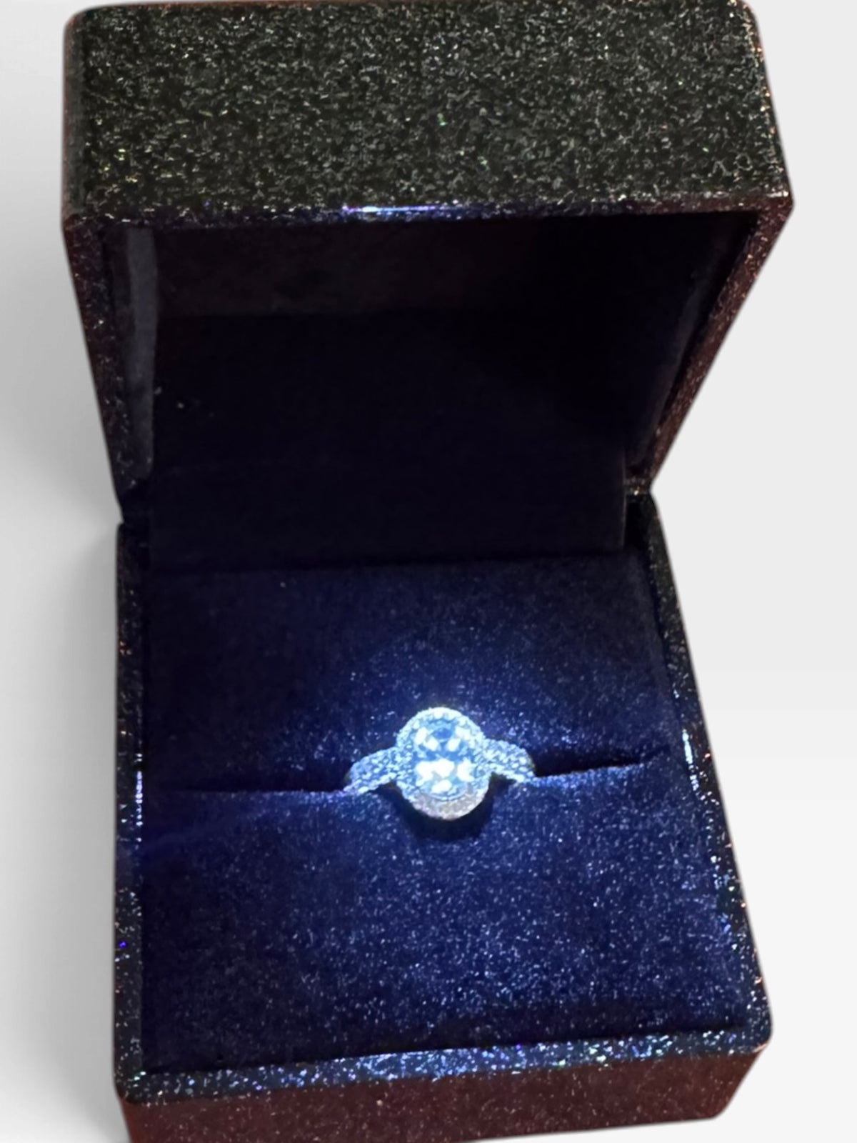 925 Sterling Silver Oval Halo Cubic Zirconia Bridal Ring Set