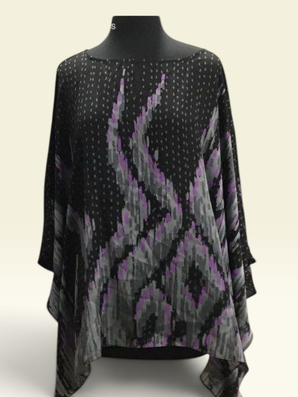 Bob Mackie Wearable Art Sheer Abstract Poncho Top