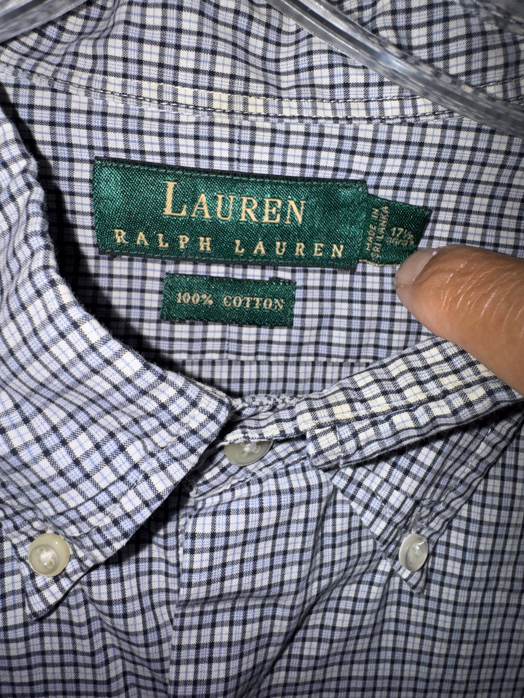 Lauren Ralph Lauren Blue Check Cotton Button-Down Shirt