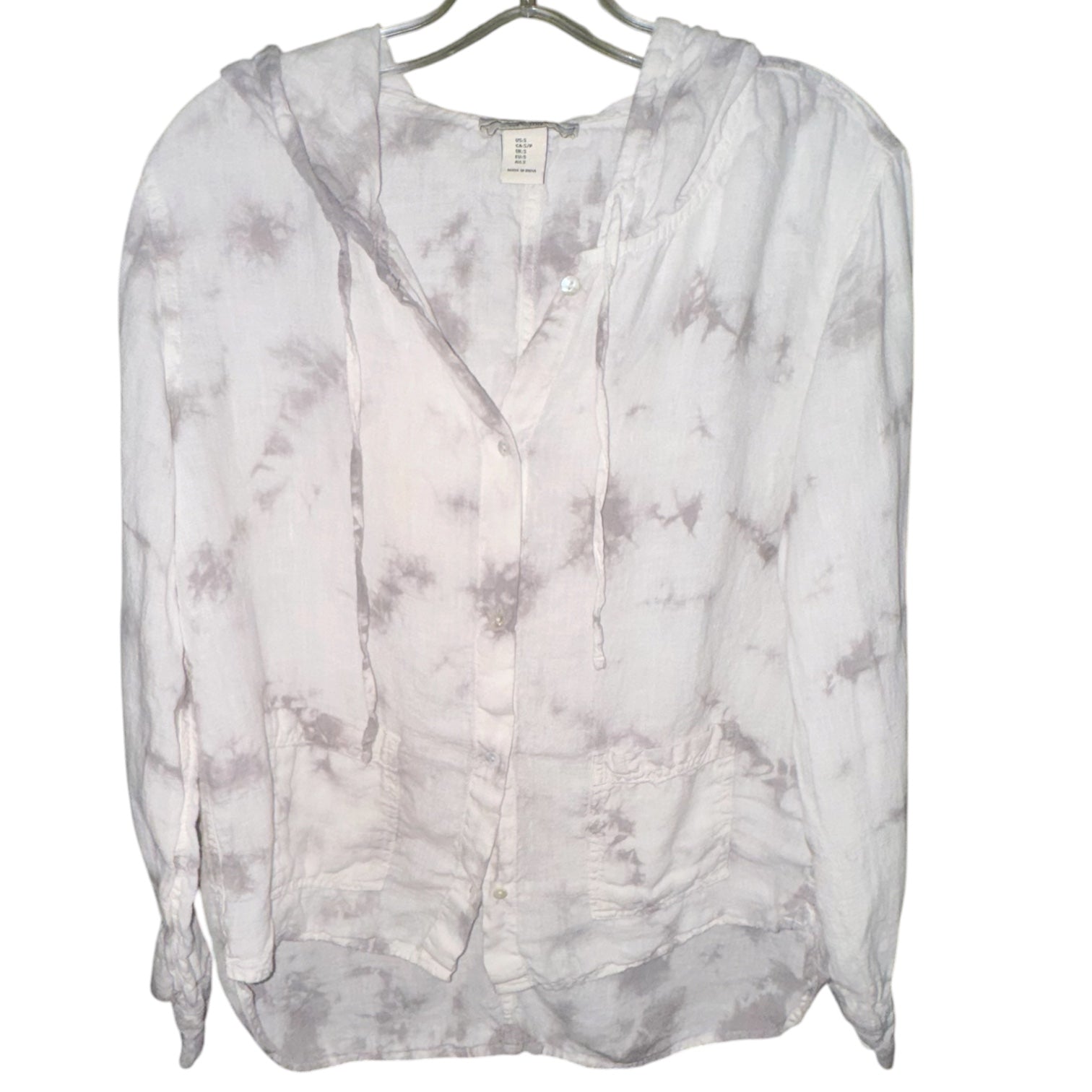 Rachel Zoe 100% Linen Tie-Dye Hooded Top