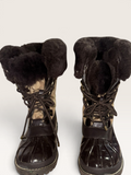 Coach Signature Fur-Trim Lace-Up Winter Boots