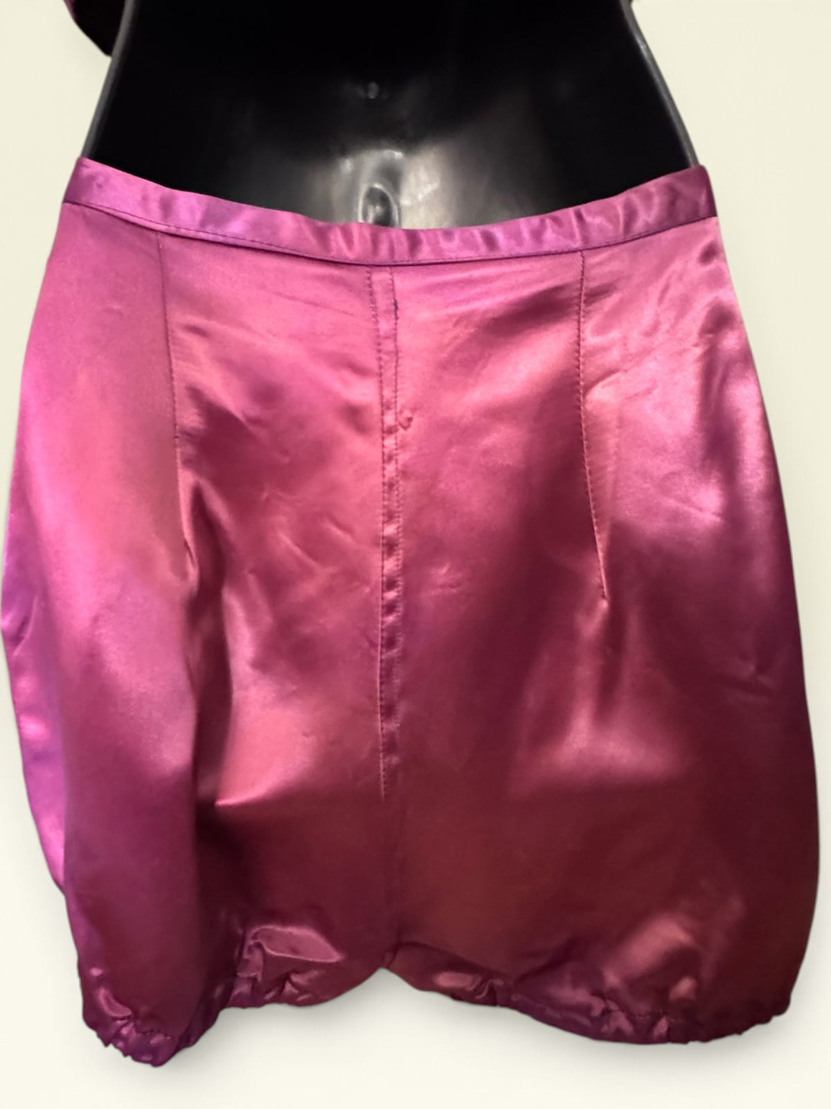 Vintage Magenta Satin Majorette / Baton Twirler Two-Piece Set with Gold Sequins