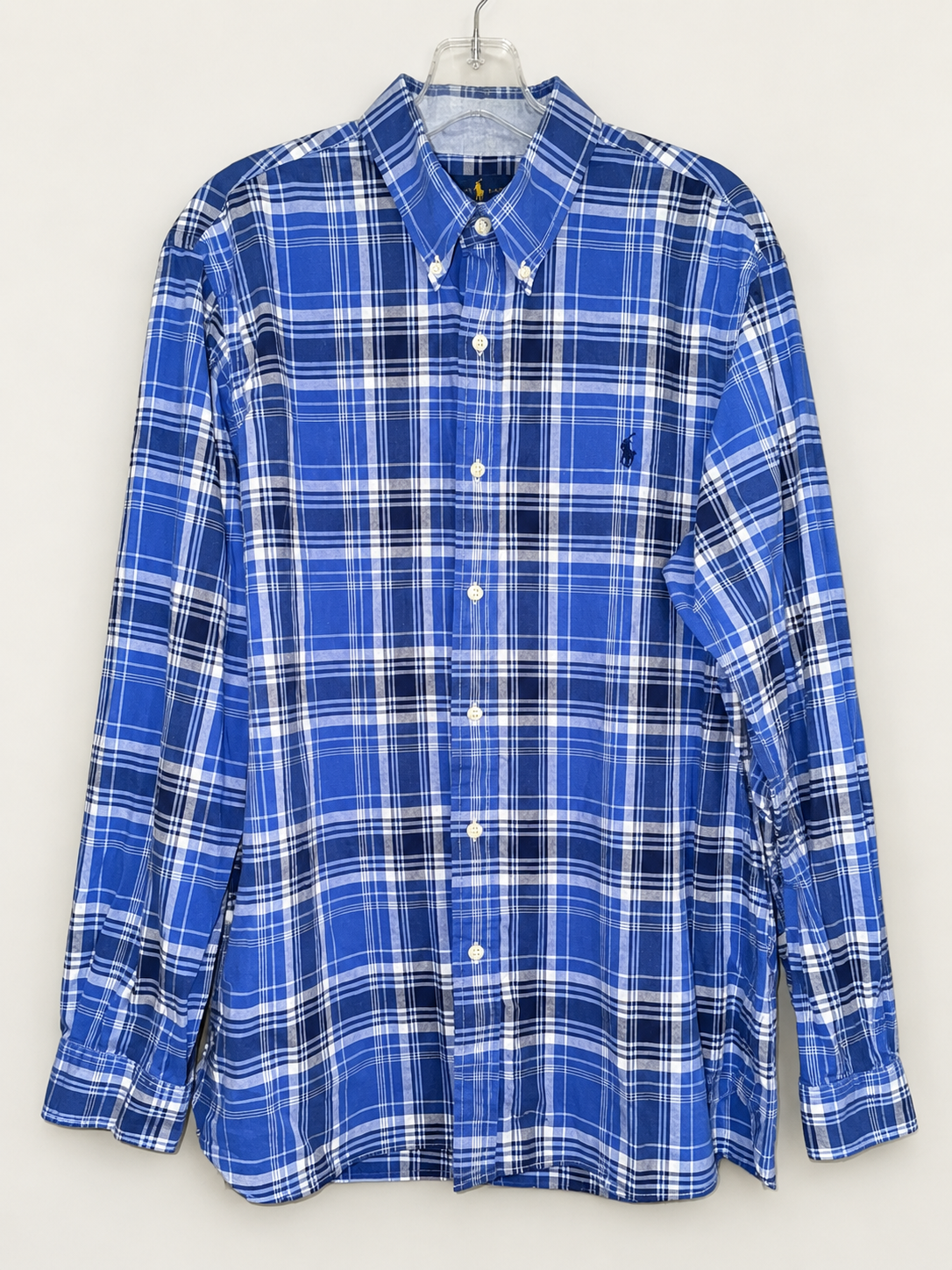Ralph Lauren Blue Plaid Stretch Cotton Button-Down