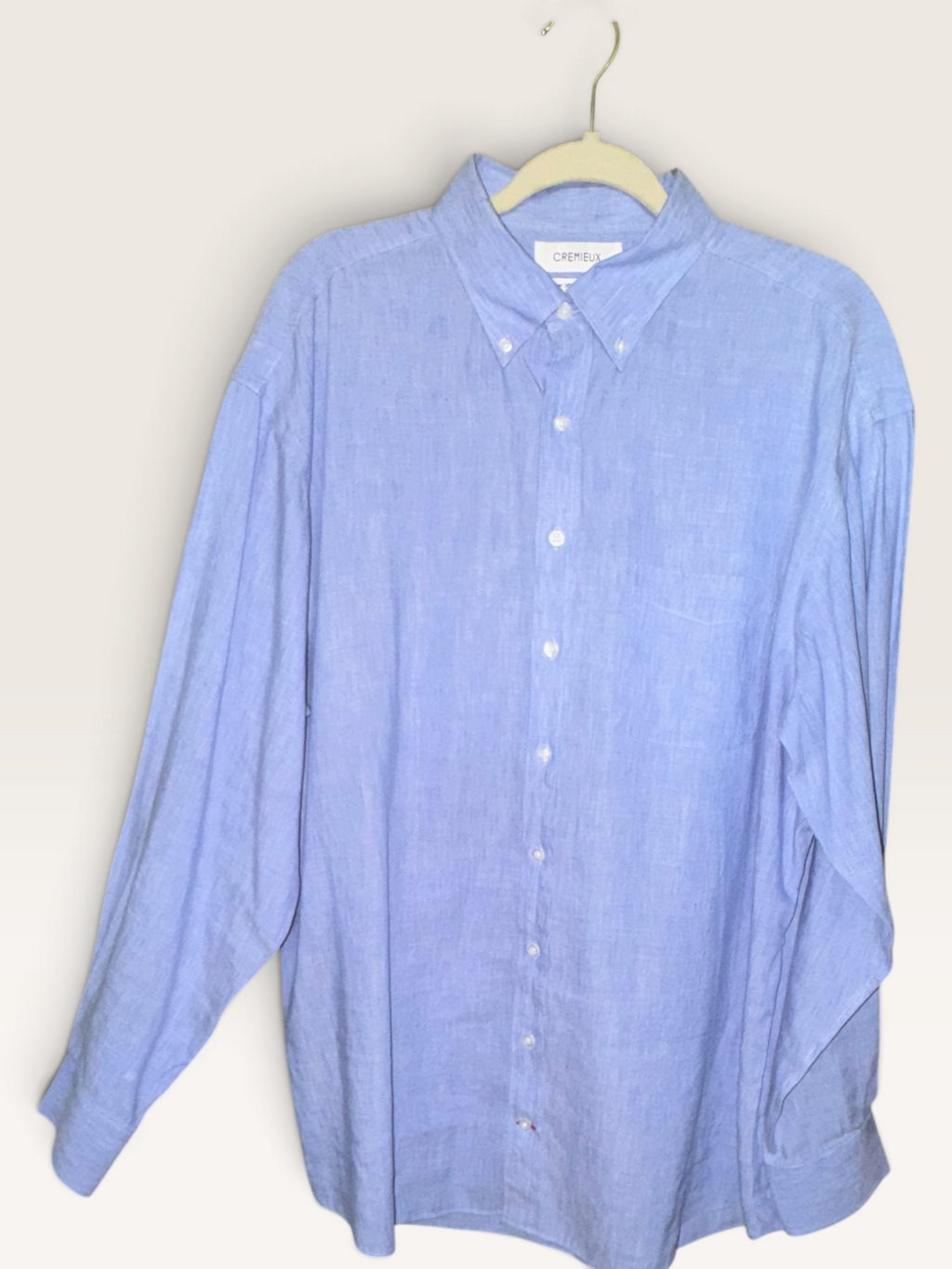 Cremieux Light Blue Linen-Blend Button-Down