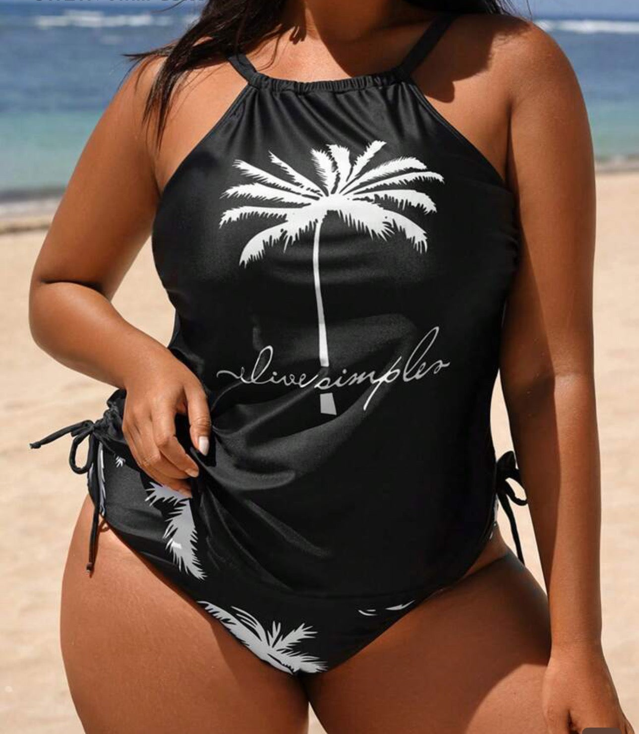Black Palm “Live Simple” Tankini Set