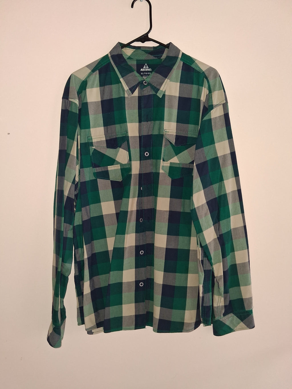 Ascend Green & Navy Plaid Button-Up Shirt
