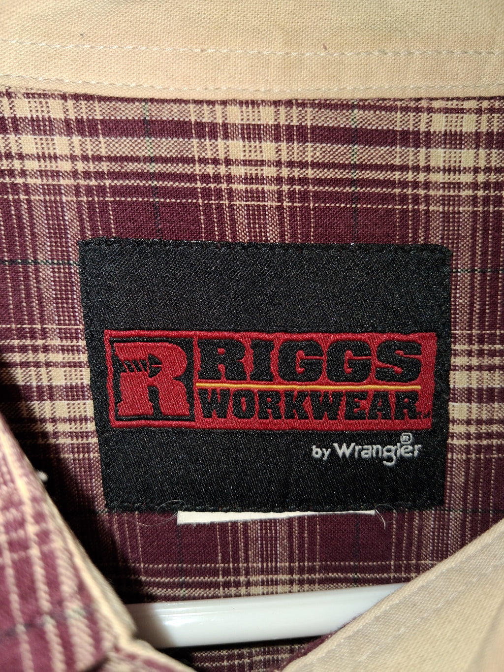 Wrangler Riggs Workwear Burgundy & Cream Plaid Shirt